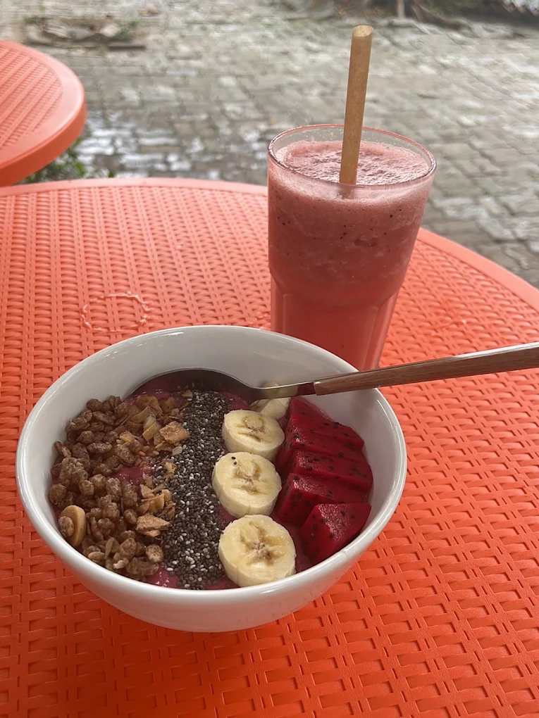Pink dragon fruit bowl