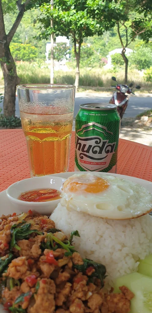 Pad kra pao with a fried egg